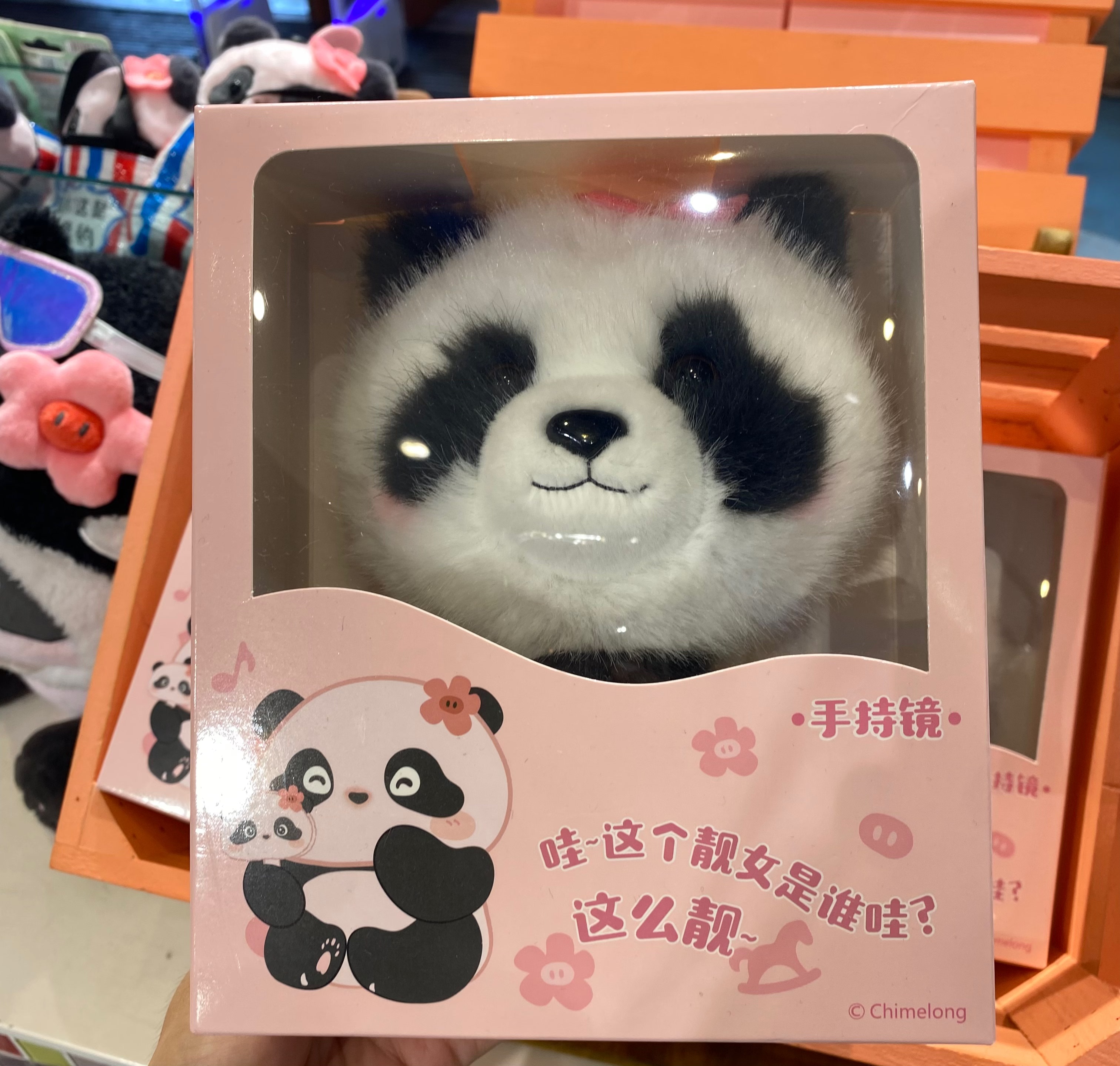 珠海广州清远长隆海洋王国纪念品旅行毛绒熊猫妹猪镜子女动物园