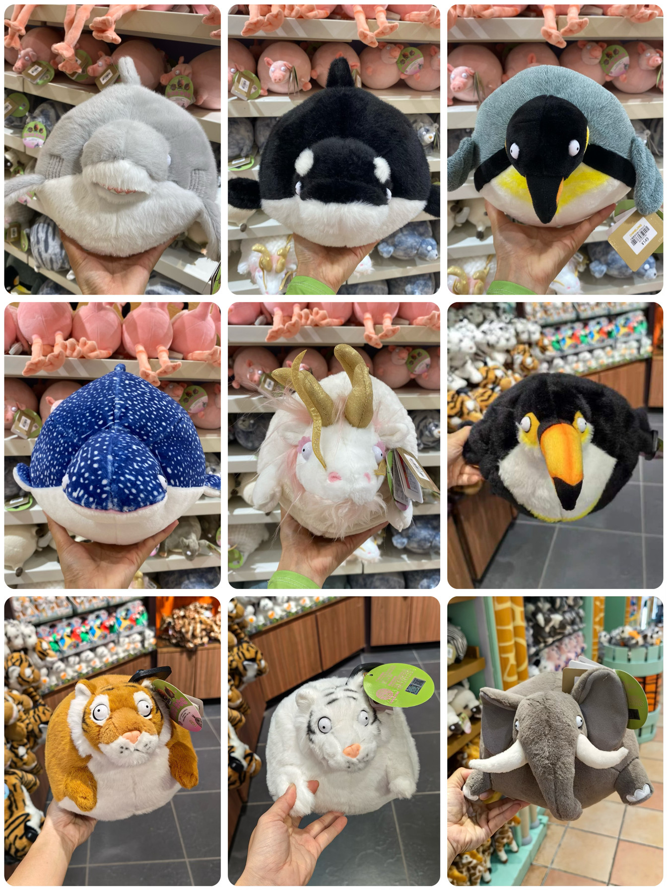 长隆纪念品海洋馆鲨鱼鲸鲨虎鲸白虎老虎大象龙巨嘴鸟圆球毛绒公仔