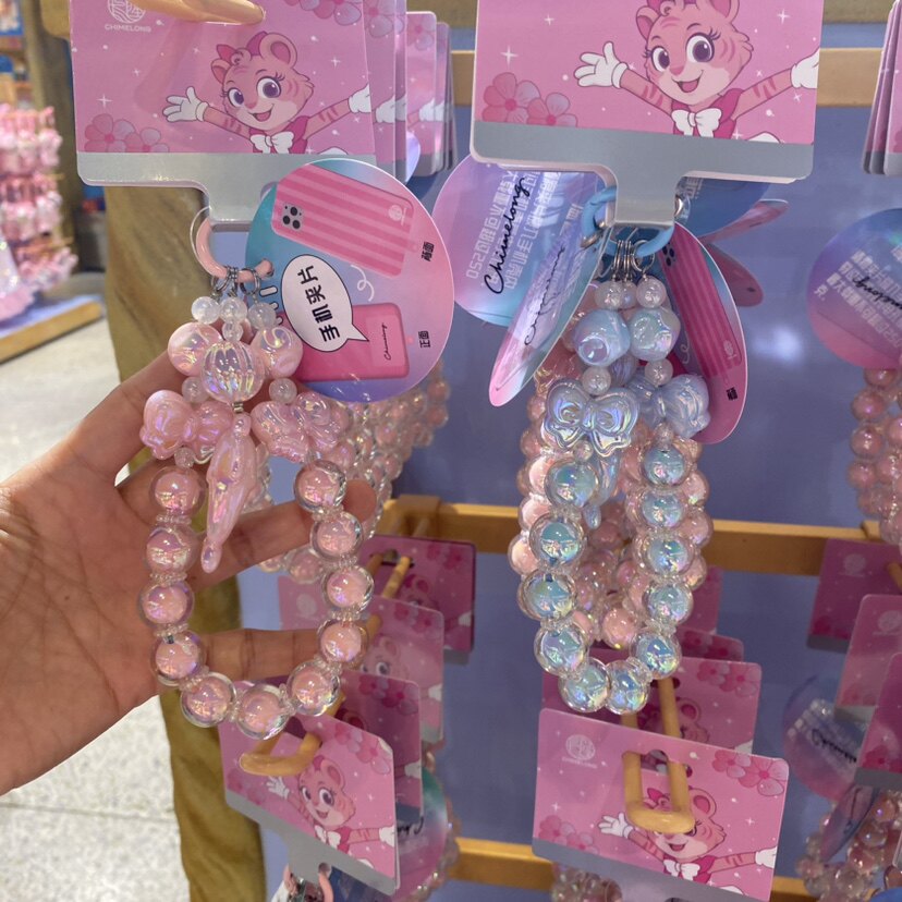 珠长隆纪念品动物园海豚幻彩蝴蝶结手机链钥匙扣小挂件手链珠链