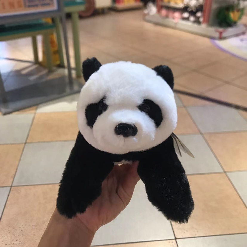 广州长隆纪念品国内代购手信礼物动物园玩具仿真趴姿熊猫毛绒公仔