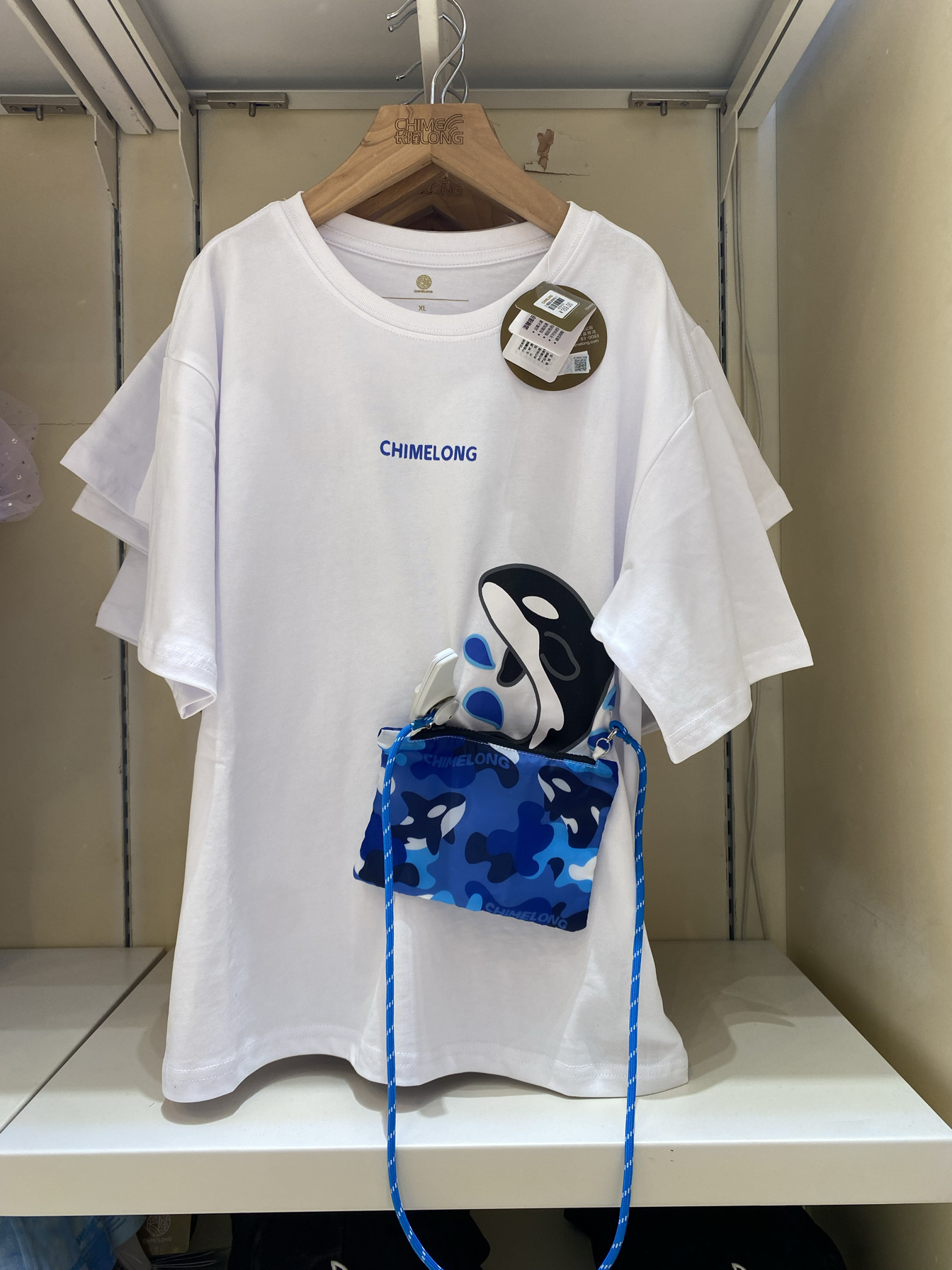 珠海长隆旅游纪念品 虎鲸迷彩包T恤衣服短袖儿童纯棉衣服