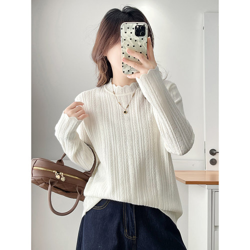 翠袖大码女装法式温柔半高领针织打底衫2025冬季新款胖mm内搭毛衣