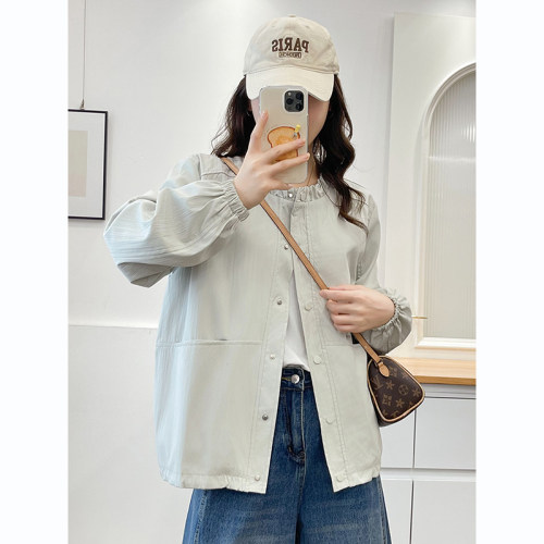 翠袖大码女装韩版休闲风花边领外套女秋季新款胖mm设计感夹克上衣