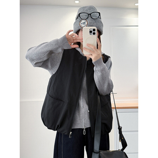 时髦洋气无袖 胖mm棉马甲女外穿秋冬2025新款 背心夹棉外套 女装 大码