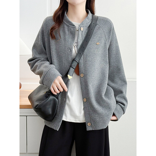 春季 大码 2026新款 风胖mm棒球服卫衣开衫 宽松显瘦休闲夹克外套 女装