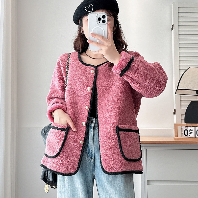 翠袖大码女装秋冬季加绒厚保暖小香风羊羔毛外套2025新款时尚洋气,女装/女士精品,常规大码外套,淘宝优惠券,粉丝福利购,淘宝优惠卷
