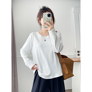 翠袖大码女装纯棉长袖T恤女2025新款秋冬胖mm宽松内搭打底衫上衣