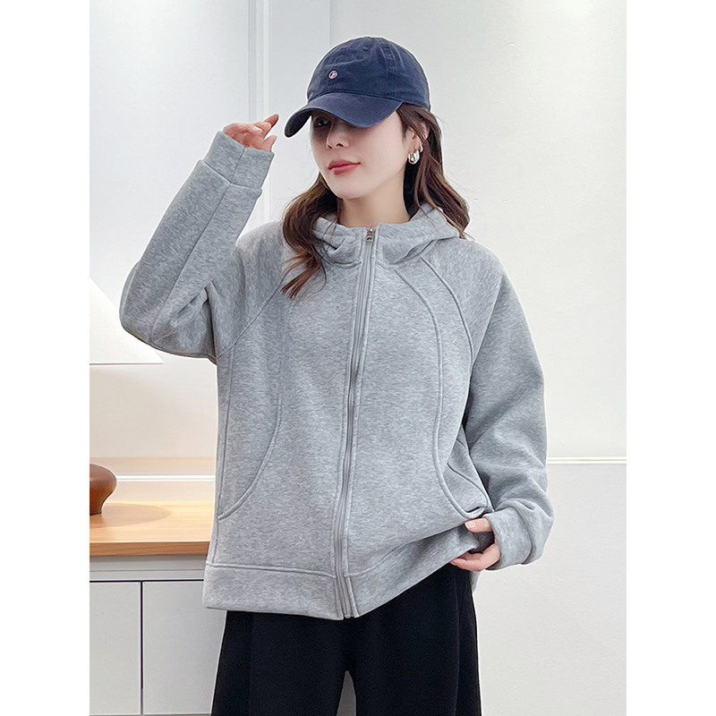 翠袖大码女装胖mm休闲连帽卫衣外套女款宽松显瘦百搭加绒加厚上衣