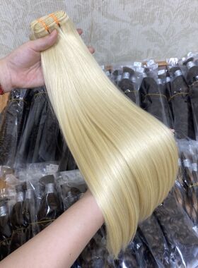 越南真人发613接发vietnamhair免发网假发白金色假发14A骨直真发