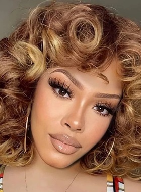 12inch Spring Curly  Fringe Egg Bouncy Human Hair Wig