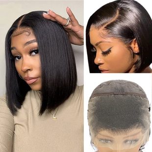 Bob Wig Human Hair lace front bobo brazilian hair PrePlucked