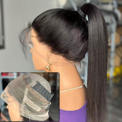 200%360frontal真人发humanhairwig许昌外贸假发鱼线拉绳无胶头套