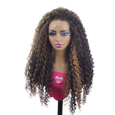 piano color afro kinky curly lace front wig for woman小卷
