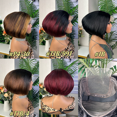 欧美5X5 Pixie color short bob wig 真人发humanhairwig假发