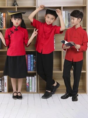 儿童民国五四青年服装六一学生幼儿园毕业朗诵合唱运动会演出服