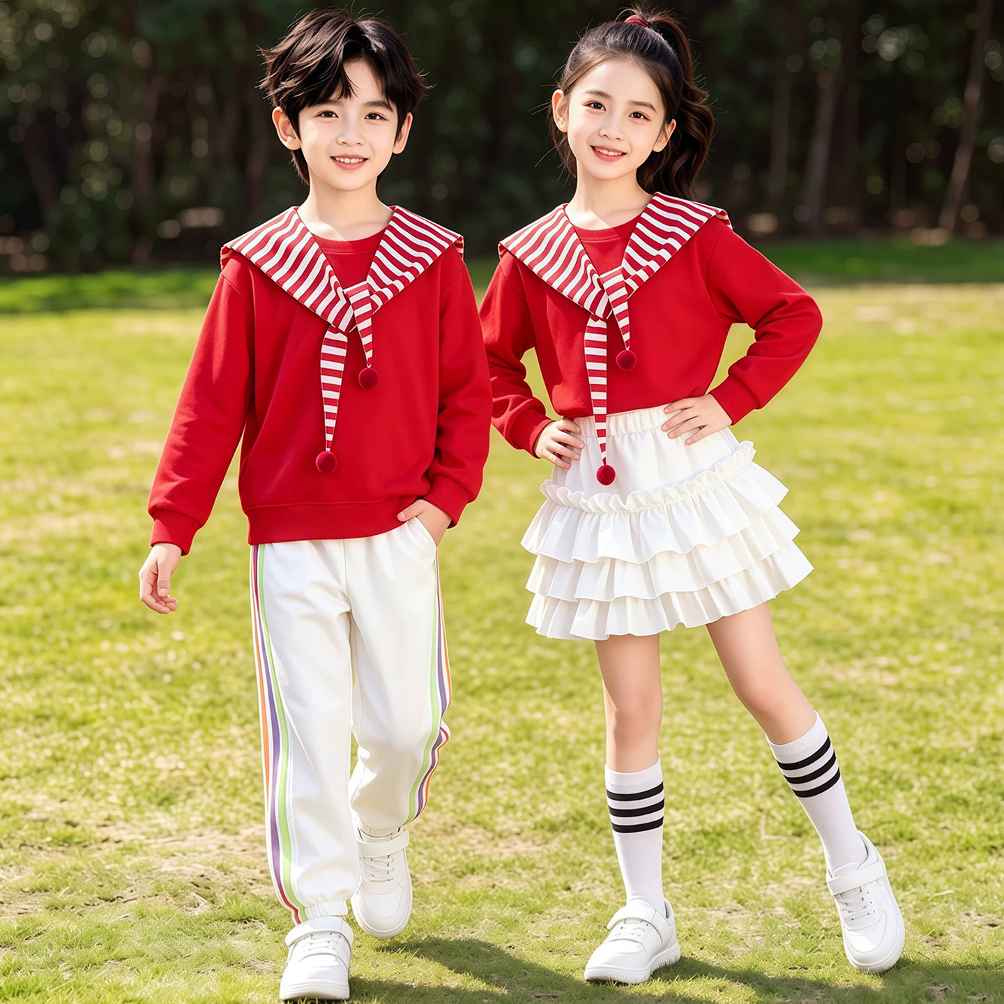 儿童合唱演出服小学生运动会诗歌朗诵红歌比赛表演服幼儿园班服红