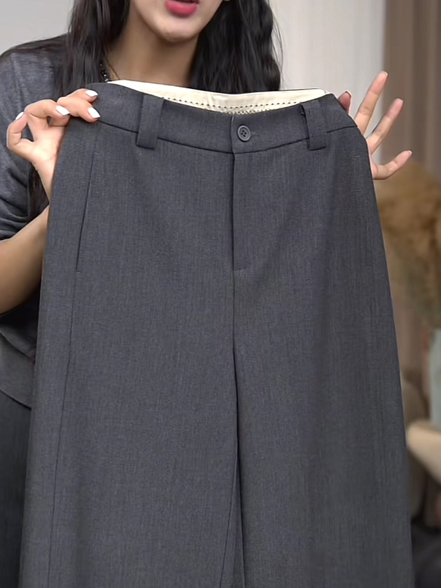 阔腿西装裤高级感垂感羊毛裤子女秋冬季休闲裤2025新款直筒休闲裤
