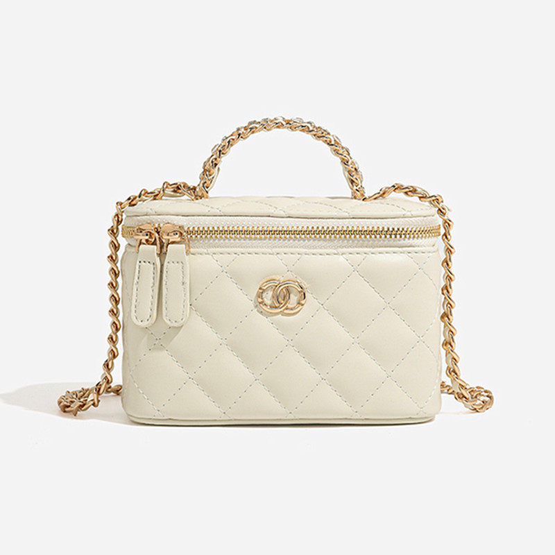 轻奢品牌DIY化妆盒子包小众设计菱格斜挎包经典香风链条包女包