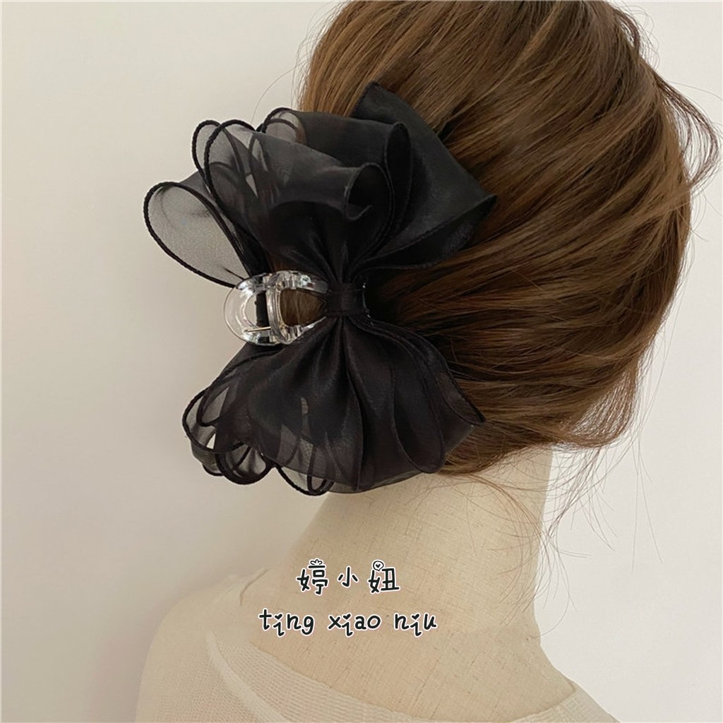 懒人盘发发抓 韩国东大门抓夹夏季发量多欧根纱蝴蝶结大号鲨鱼夹,饰品/流行首饰/时尚饰品新,发饰,淘宝优惠券,粉丝福利购,淘宝优惠卷