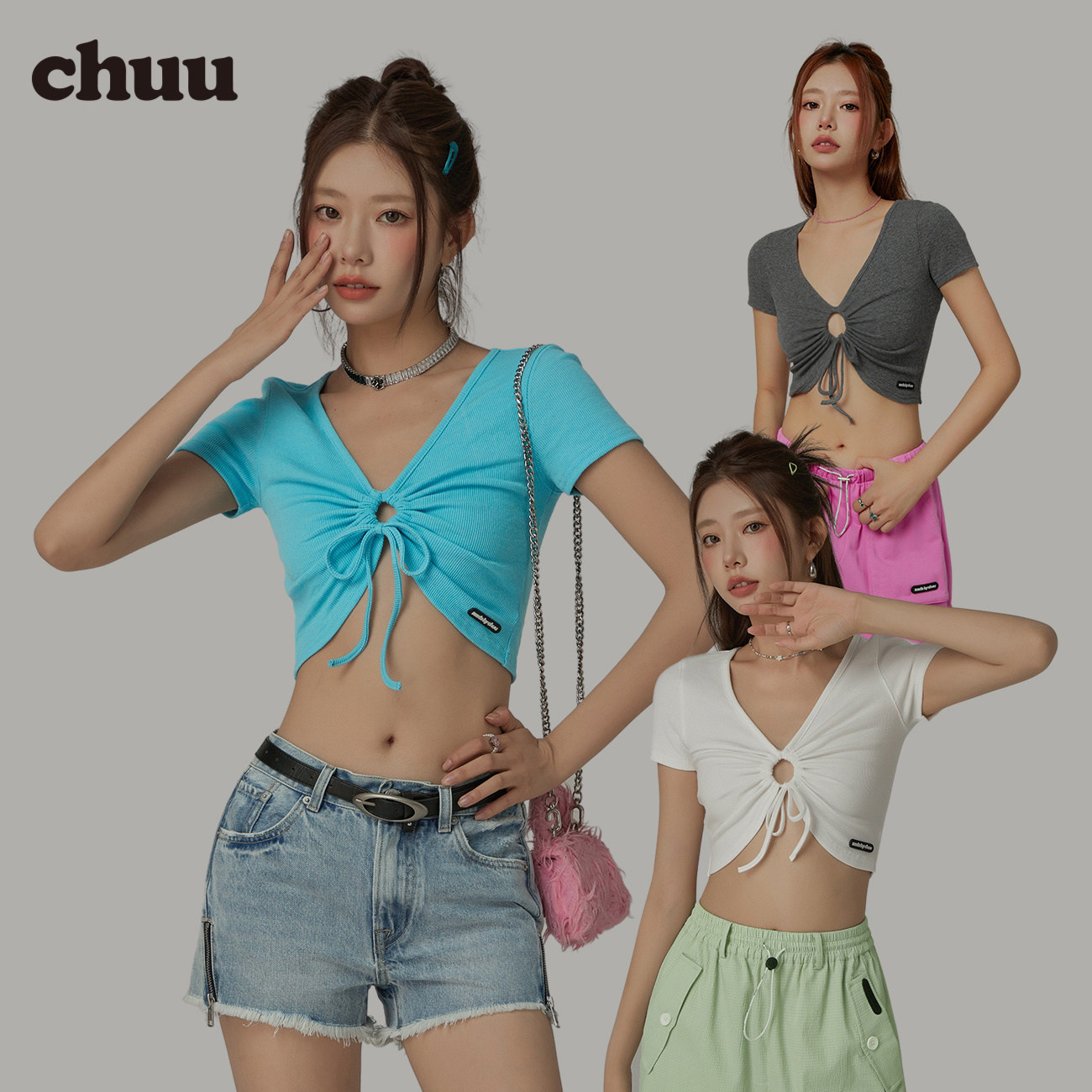 CHUU系带镂空T恤女2023年夏季新款设计感V领辣妹个性修身短款上衣怎么样,好用不?