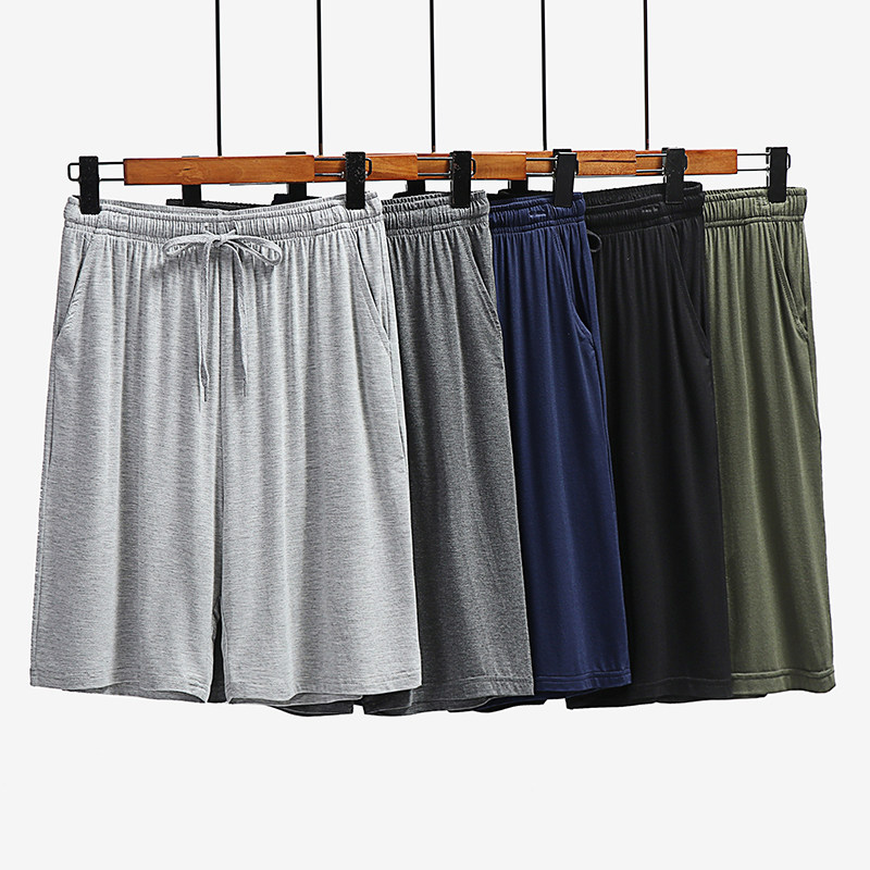 男莫代尔五分裤睡裤加肥加大家居裤高腰宽松休闲短裤沙滩裤大裤衩