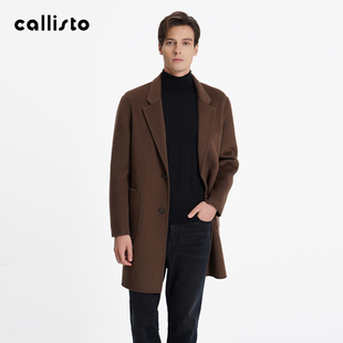 CALLISTO2025冬季新品男士中长款外套三色西装领毛呢大衣