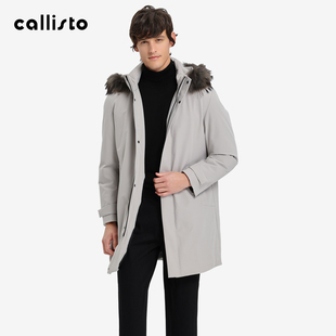 男士 callisto卡利斯特2025冬季 保暖厚实羽绒服中长款 貉毛帽领