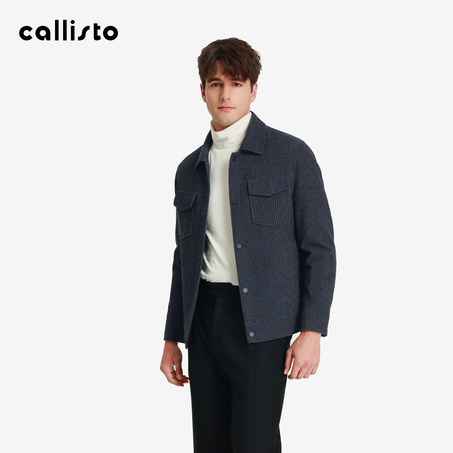 【商场同款】callisto男装冬季新品鹅绒内胆丝毛混纺尼克服外套