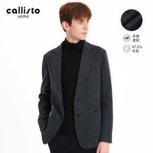 绵羊毛呢大衣时尚 callisto卡利斯特男士 新款 秋季 单西 休闲便西男装