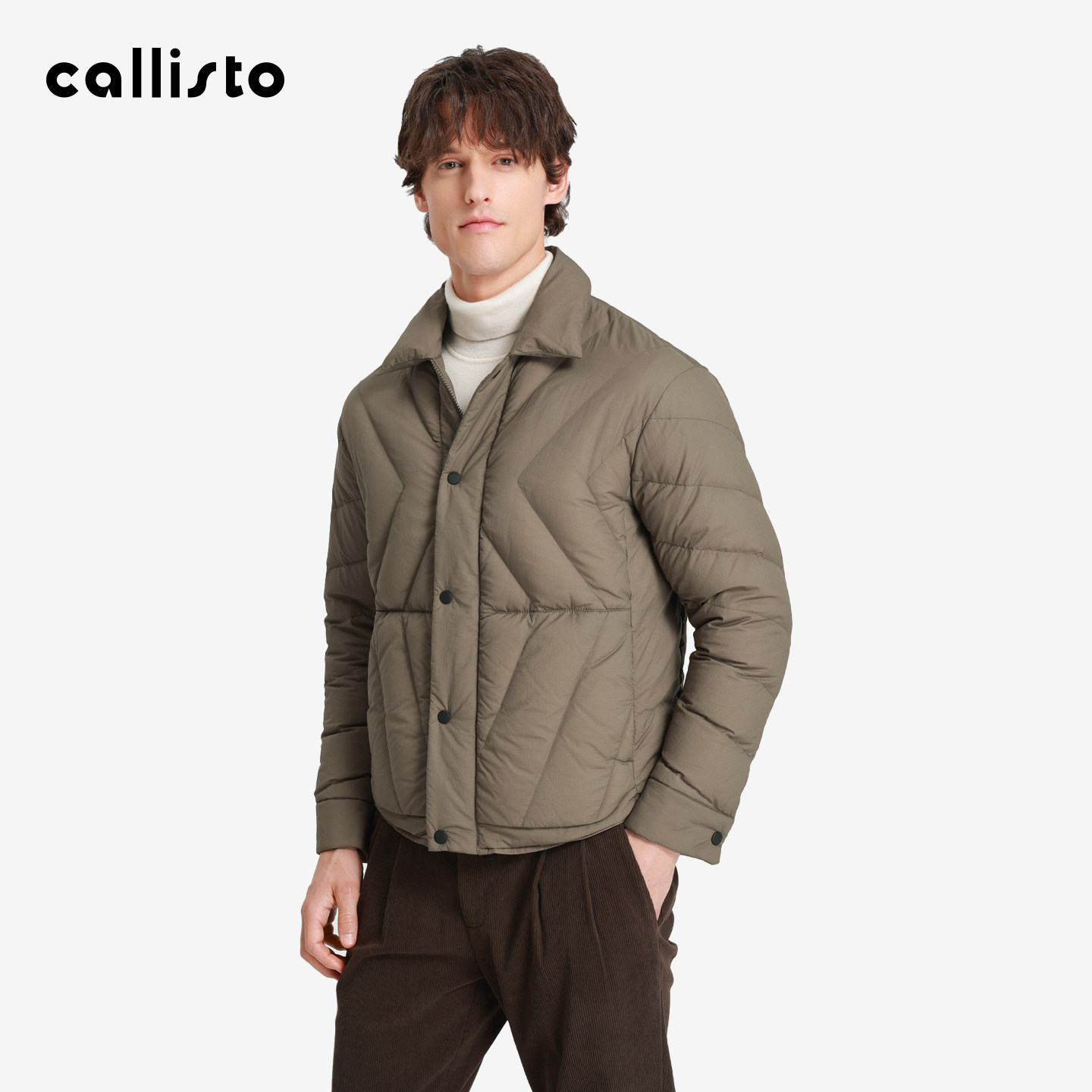【商场同款】callisto2025秋冬新品男士翻领鹅绒短款保暖羽绒服