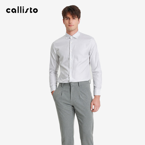 【商场同款】callisto2025秋冬新款男士长袖棉质翻领通勤休闲衬衫