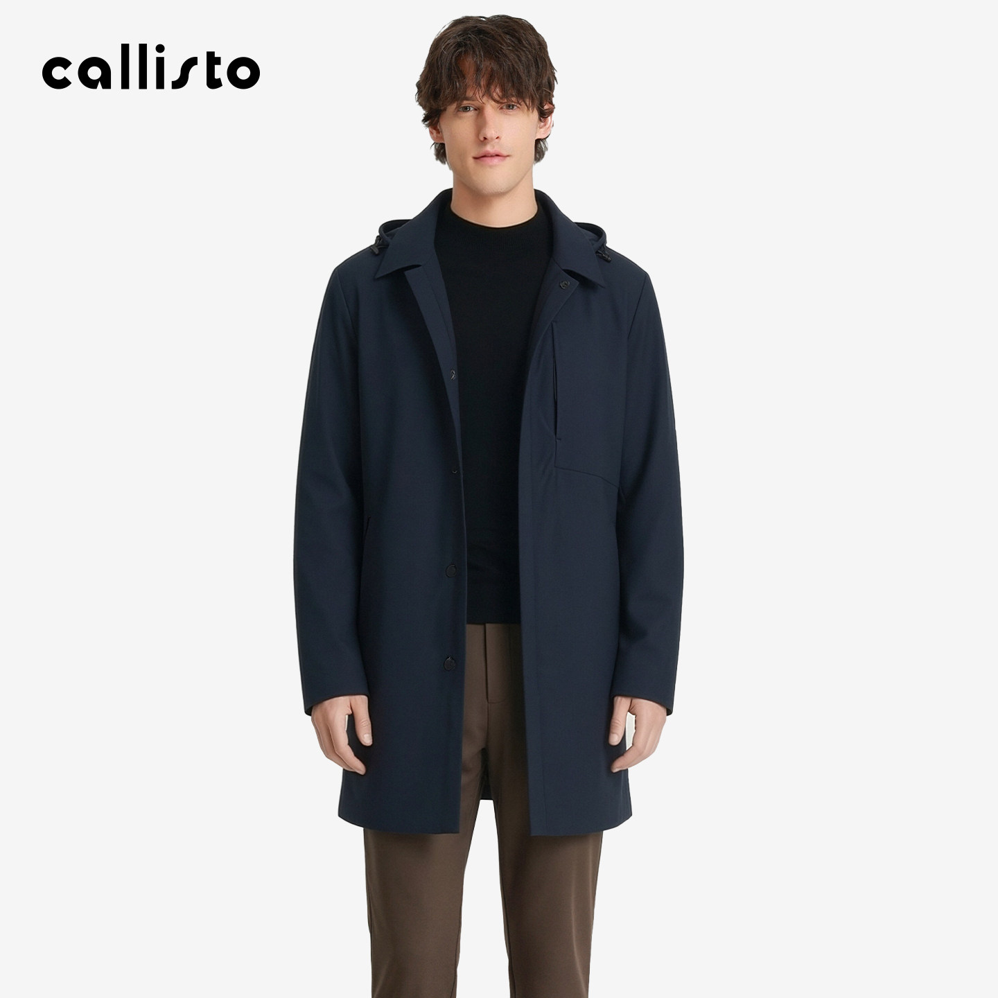 秋季新款callisto卡利斯特男士连帽风衣可拆卸弹性秋季外套