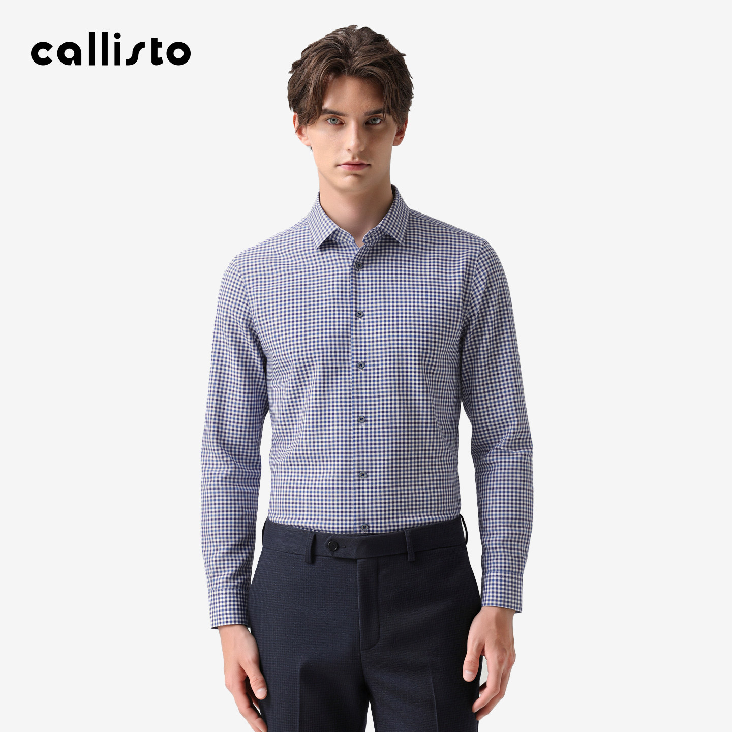 【100%棉 三色棋盘格纹】callisto商场同款秋冬男士长袖格子衬衫