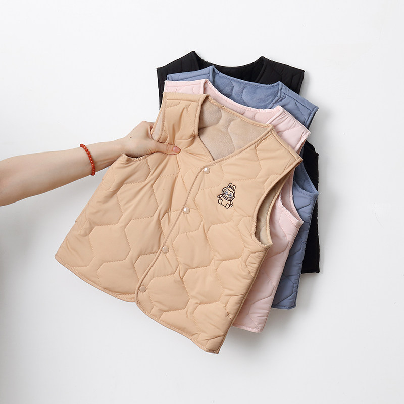 秋冬男童女童加绒棉背心儿童一体棉马甲婴儿宝宝坎肩外套保暖内胆