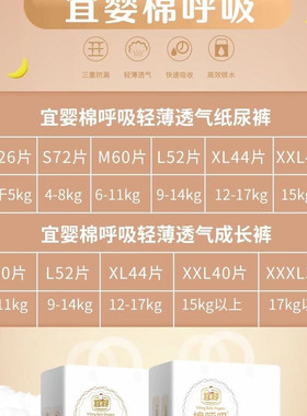 宜婴棉呼吸纸尿裤透气超薄柔软保持干爽特惠清仓