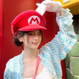 马里奥帽子环球影城cosplay方圆脸大头围显脸小百搭帽女
