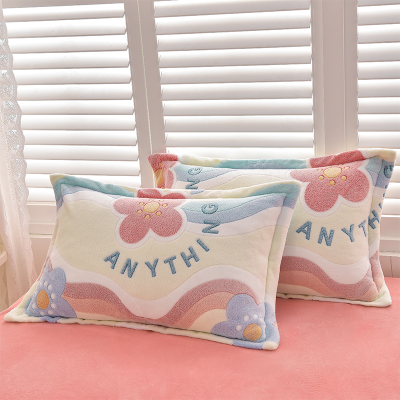 珊瑚绒雪花绒加厚保暖单人枕套