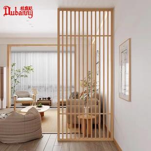 原木风屏风 屏风隔断客厅简约玄关入户进门隔断墙定制实木镂空日式