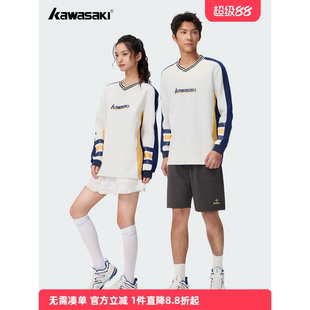 运动复古休闲上衣 T恤卫衣25新款 kawasaki川崎羽毛球服男女款 长袖