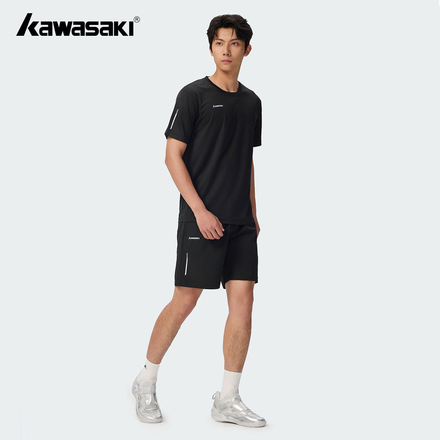 川崎运动t恤男2026夏季新款跑步健身训练服羽毛球速干短袖上衣