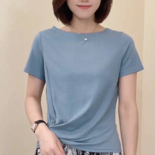 圆领短袖T恤条纹上衣女