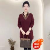 款 宽松拼接长袖 时尚 冬季 休闲半大款 加厚加绒暖百搭韩款 长款 卫衣女