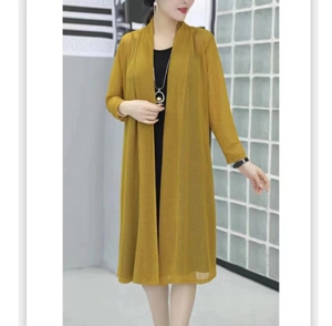 春夏新款时尚百搭洋气纯色中长款披肩外套气质减龄妈妈防晒上衣女