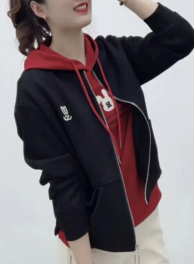 春秋新款女士宽松短外套气质百搭兔子刺绣棒球服减龄气质夹克上衣