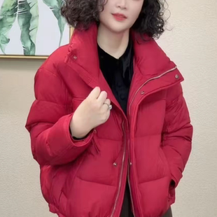 短款 冬季 风立领拉链开衫 工装 棉服设计感加厚保暖休闲纯色外套 新款