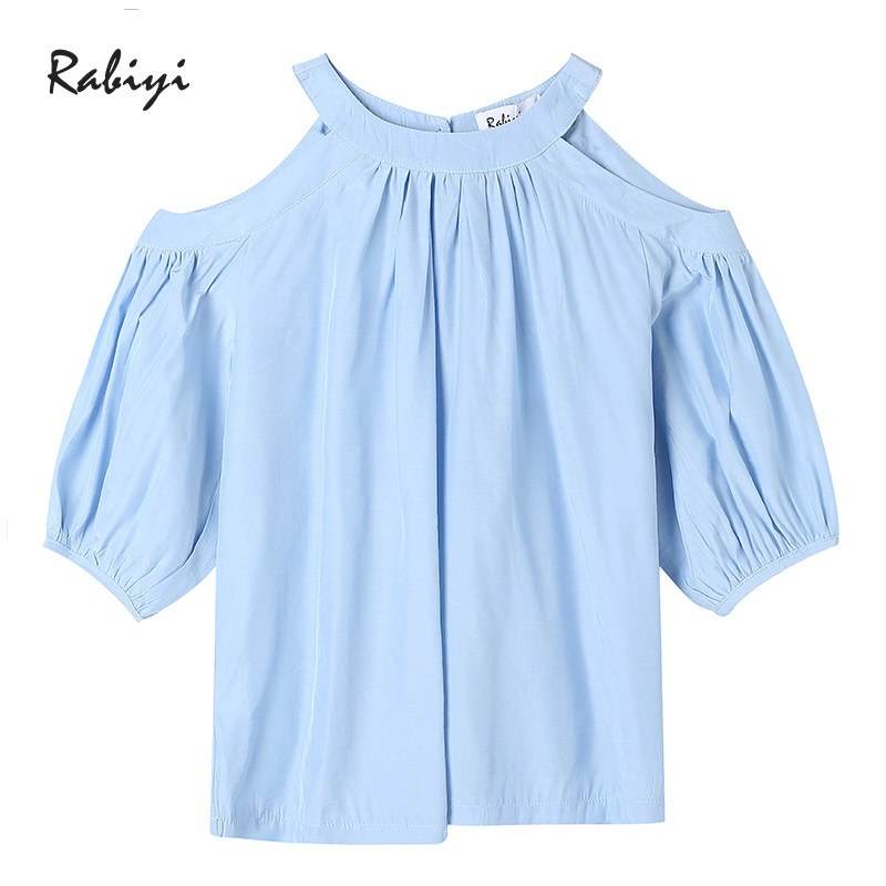 Rabiyi/洛呗一商场同款2020夏装新款甜美杨柳褶露肩上衣S8072F
