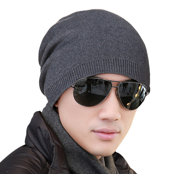 帽子春秋冬天薄款单层羊毛针织百搭套头帽潮款黑色冬季男士包头帽