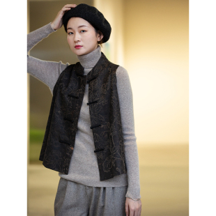 棉马甲 女桑蚕丝真丝香云纱中式 布小匠原创秋冬新款 国风年轻新中式