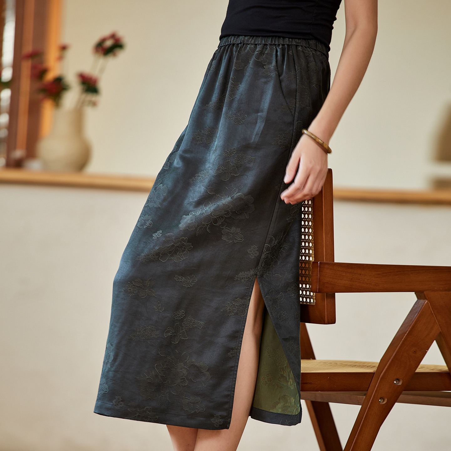 布小匠原创设计香云纱半身裙