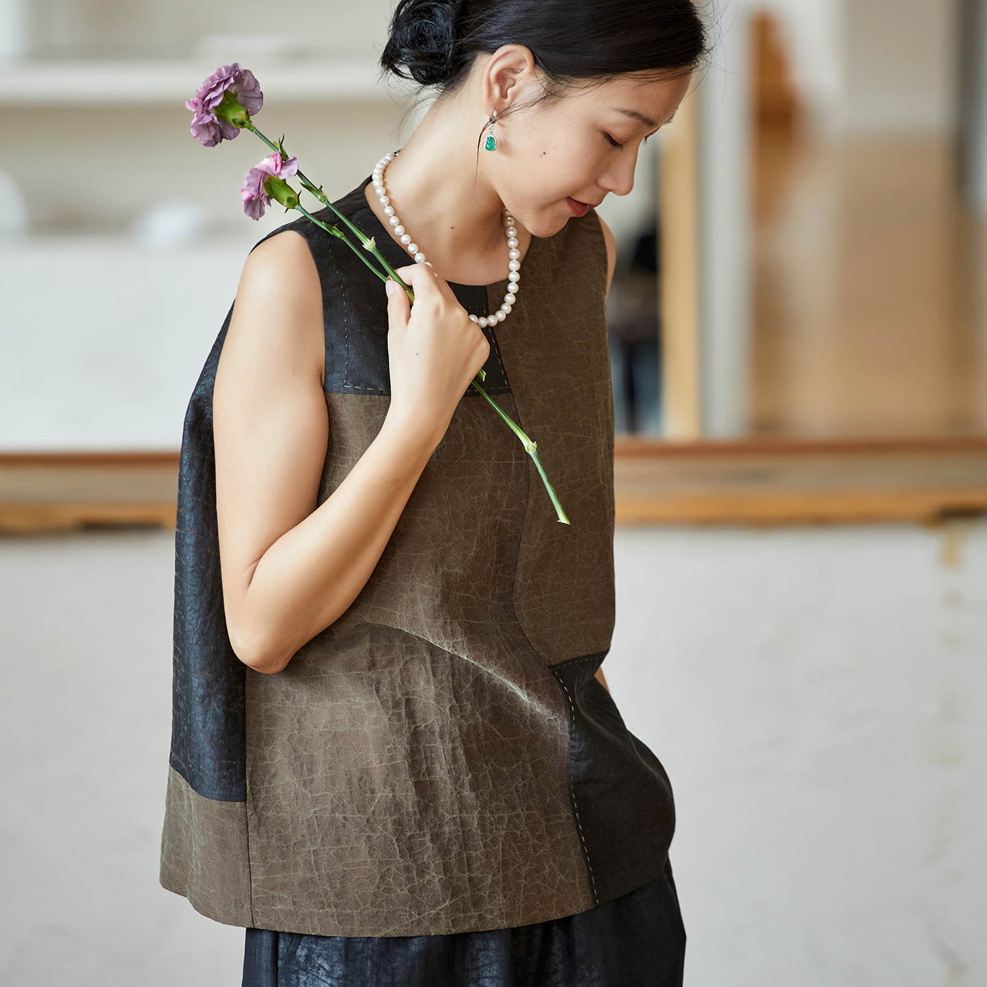 布小匠原创设计桑蚕丝背心上衣